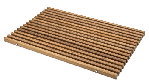 Skagerak - Premium Badezimmer Matte Teak-Holz mit Edelstahl Bad-Vorleger Holzmatte Saunamatte rutschfest von WRIOL