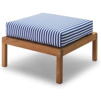 Fritz Hansen - Skagerak Virkelyst Pouf, Teak / seeblau gestreift (Limited Edition) von Fritz Hansen (Skagerak)