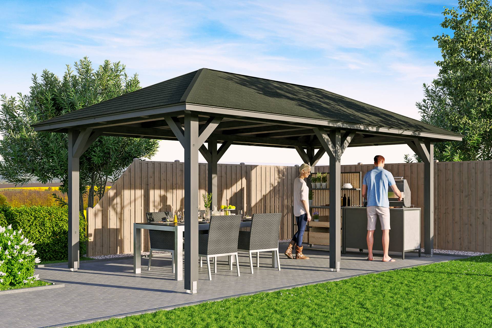 4-Eck Pavillon Orleans von Skan Holz