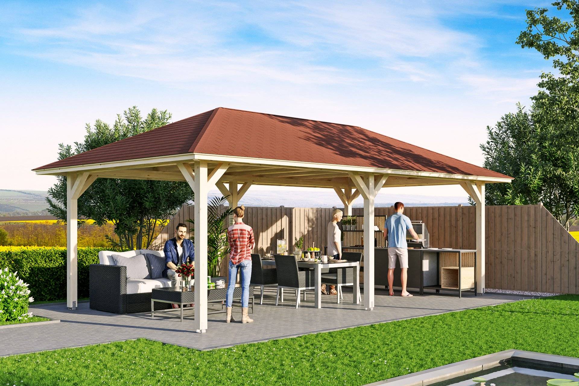 4-Eck Pavillon Orleans von Skan Holz