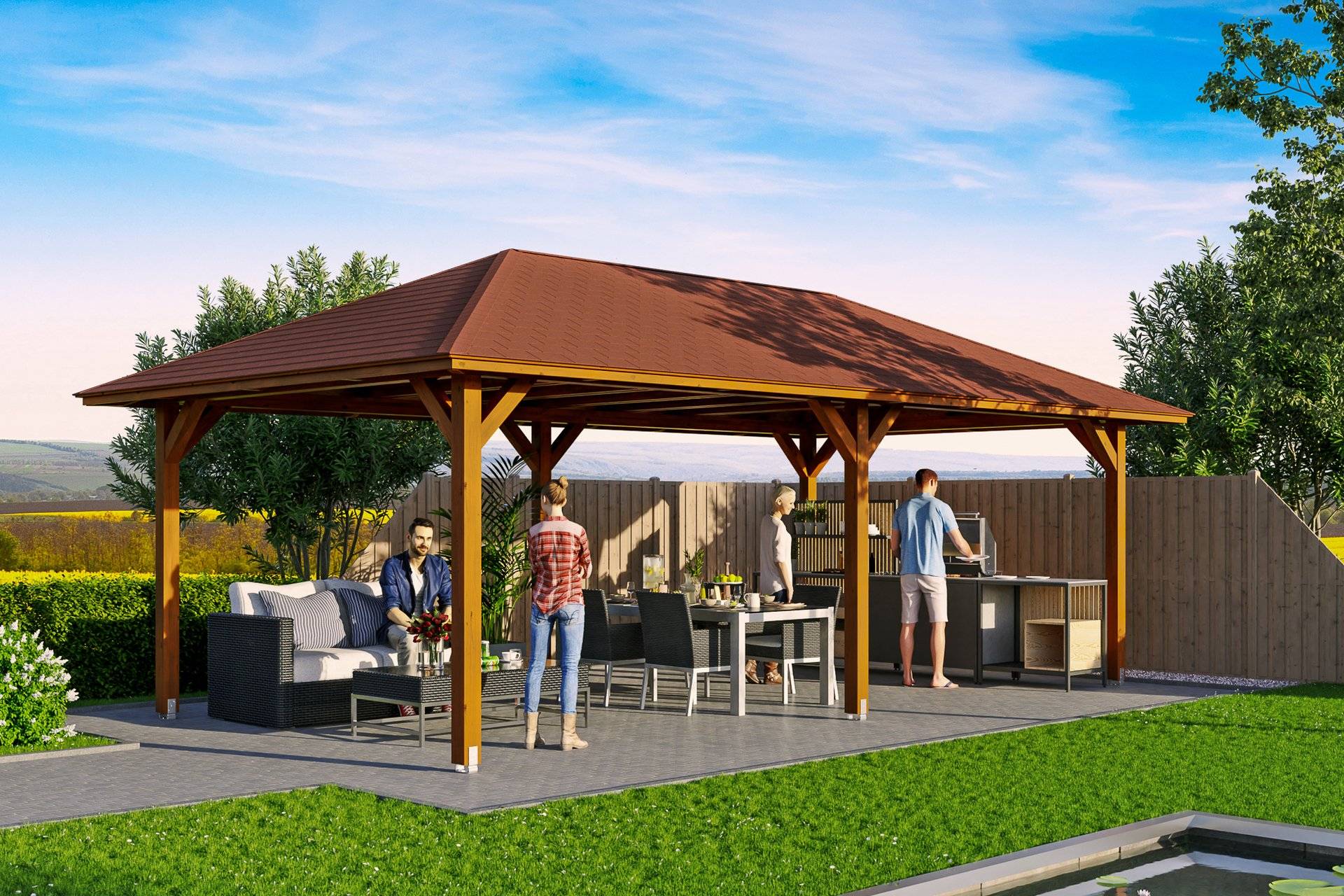 4-Eck Pavillon Orleans von Skan Holz