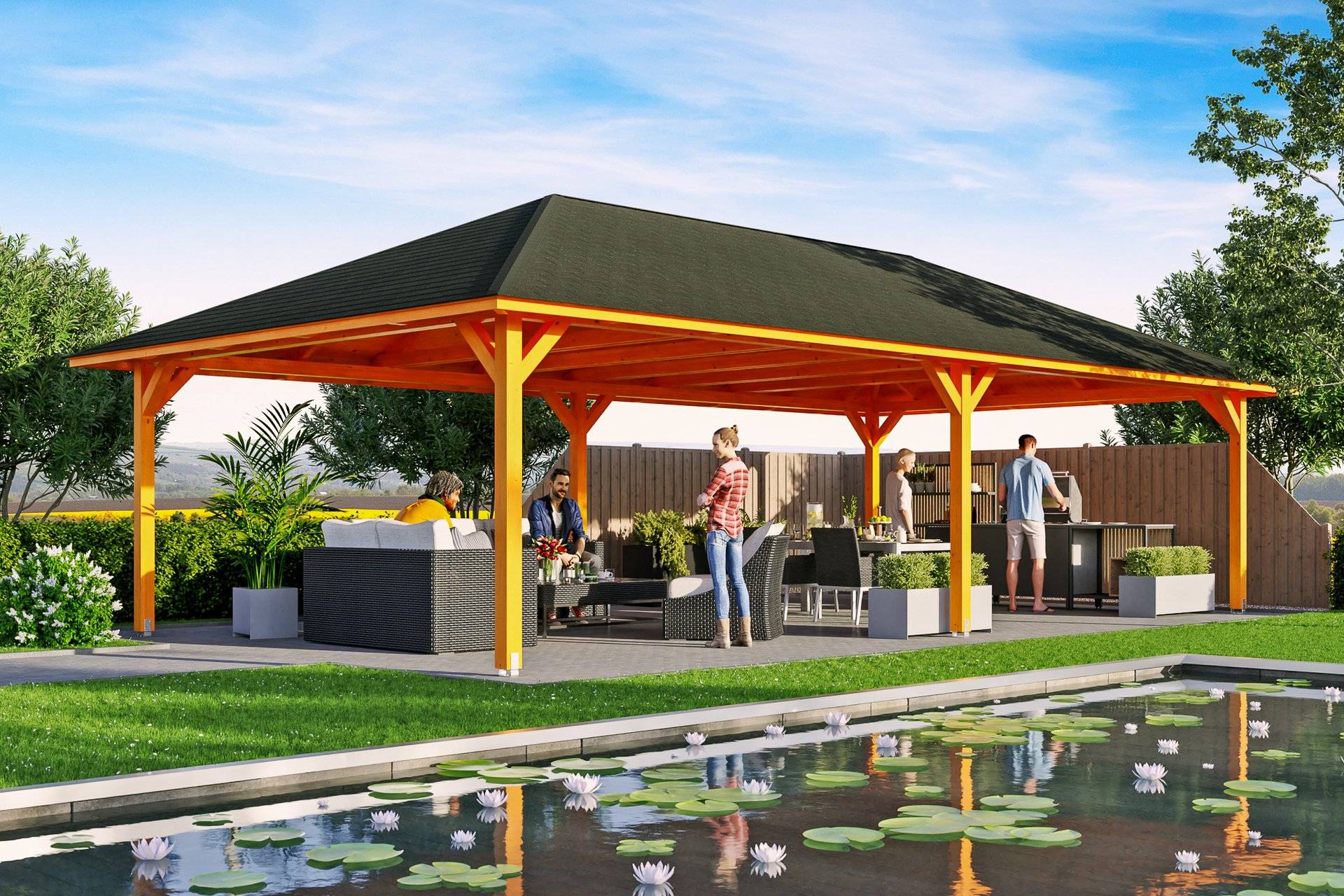 4-Eck Pavillon Orleans von Skan Holz