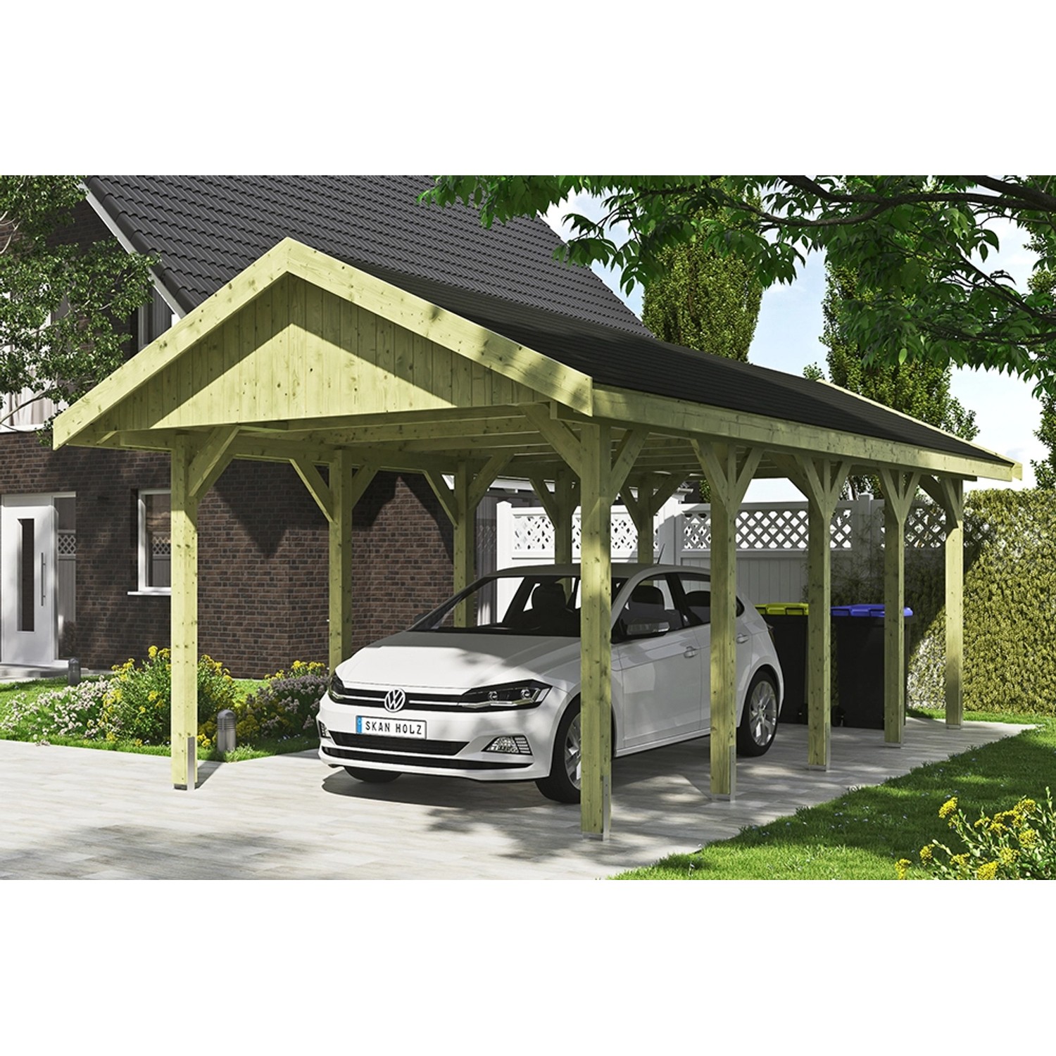 Satteldach-Carport Wallgau 380 x 750 cm schwarze Schindeln Satteldach-Carport Wallgau 380 x 750 cm schwarze Schindeln von Skan Holz