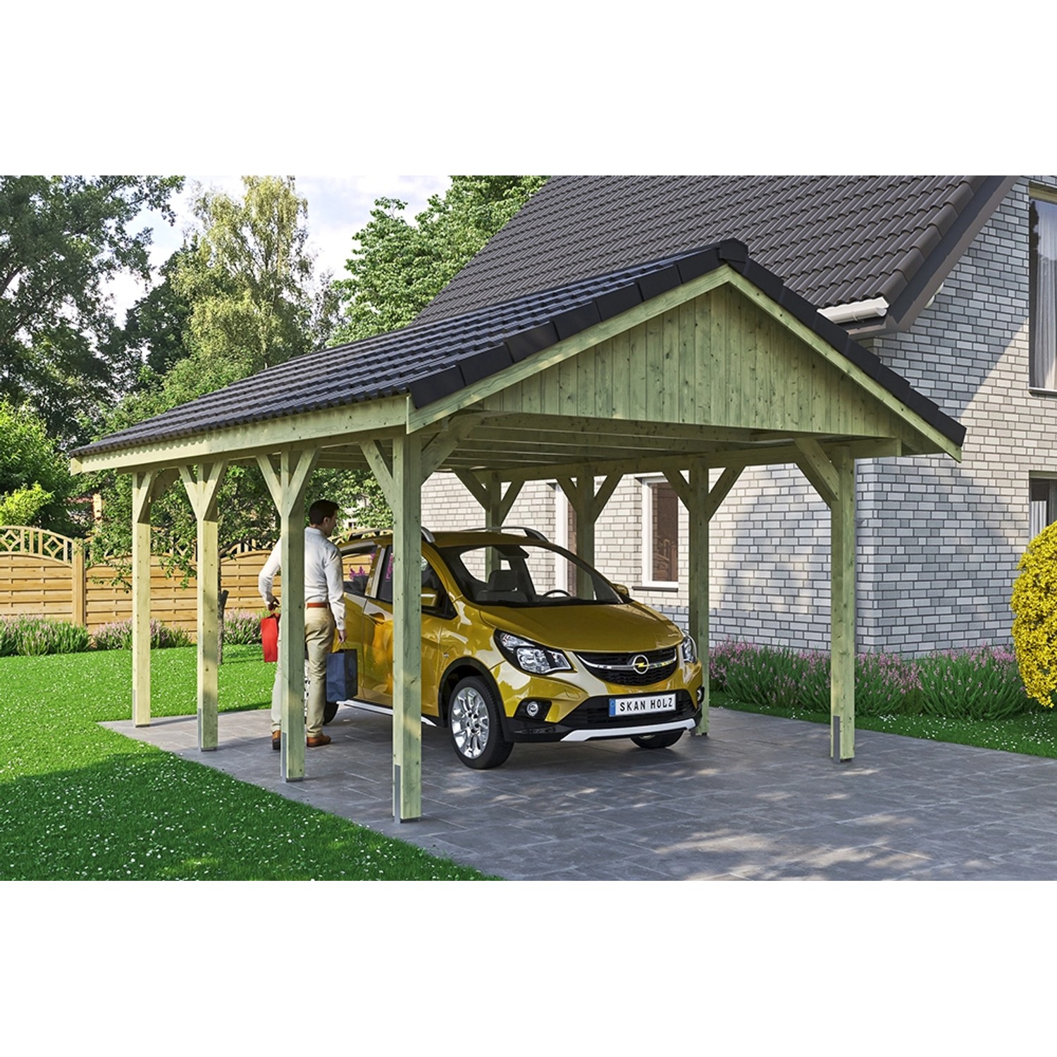 Satteldach-Carport Wallgau 430 x 600 cm Dachlattung von Skan Holz