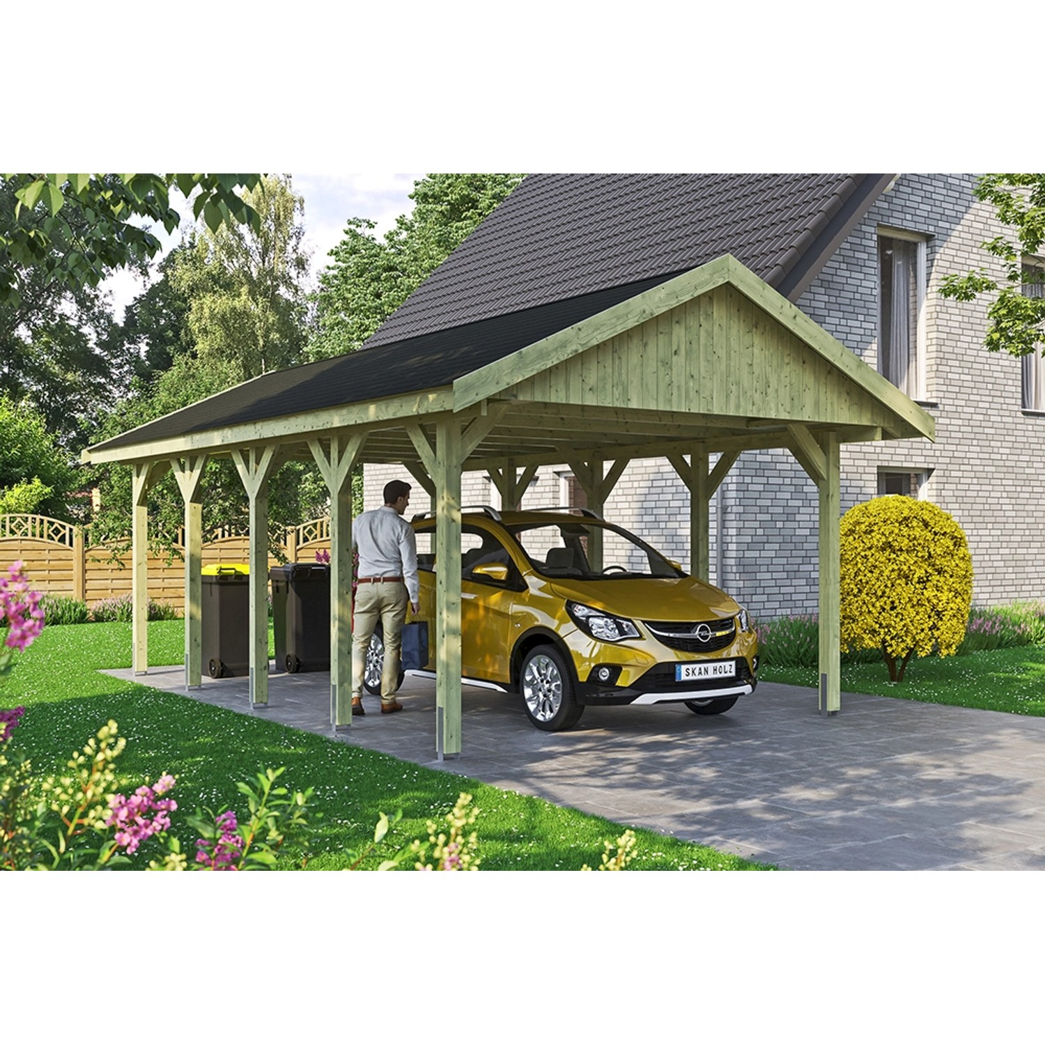 Satteldach-Carport Wallgau 430 x 750 cm schwarze Schindeln Satteldach-Carport Wallgau 430 x 750 cm schwarze Schindeln von Skan Holz