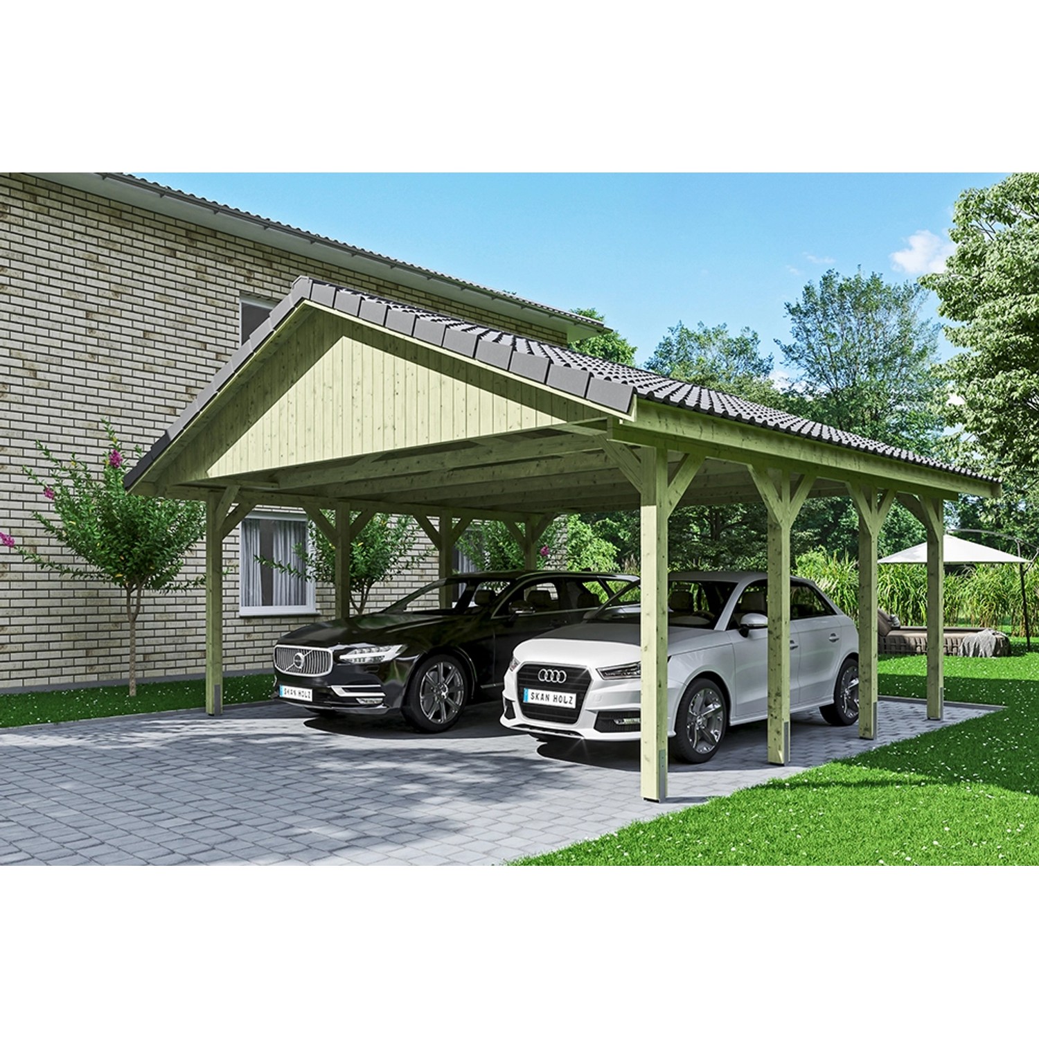 Satteldach-Carport Wallgau 620 x 600 cm Dachlattung Satteldach-Carport Wallgau 620 x 600 cm Dachlattung von Skan Holz