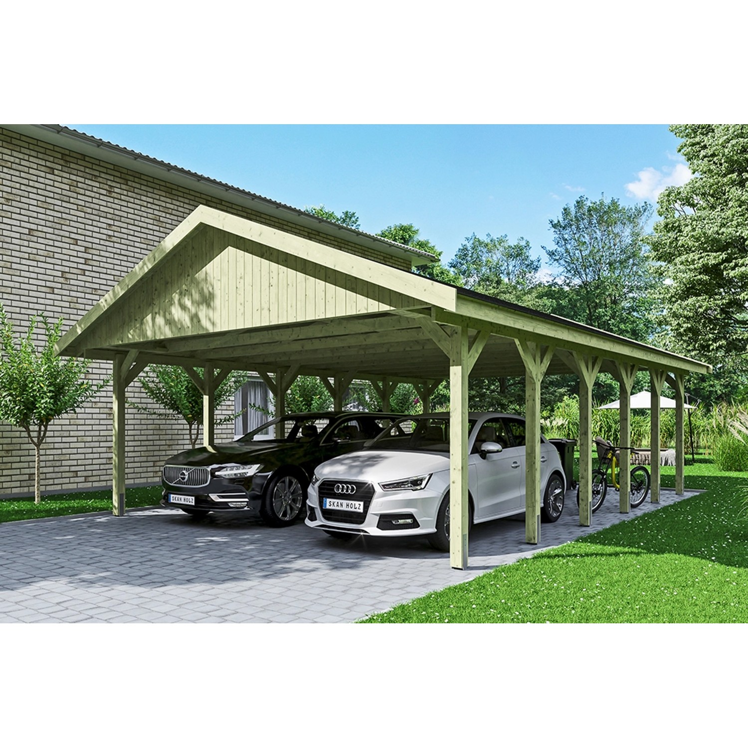 Satteldach-Carport Wallgau 620 x 900 cm schwarze Schindeln Satteldach-Carport Wallgau 620 x 900 cm schwarze Schindeln von Skan Holz