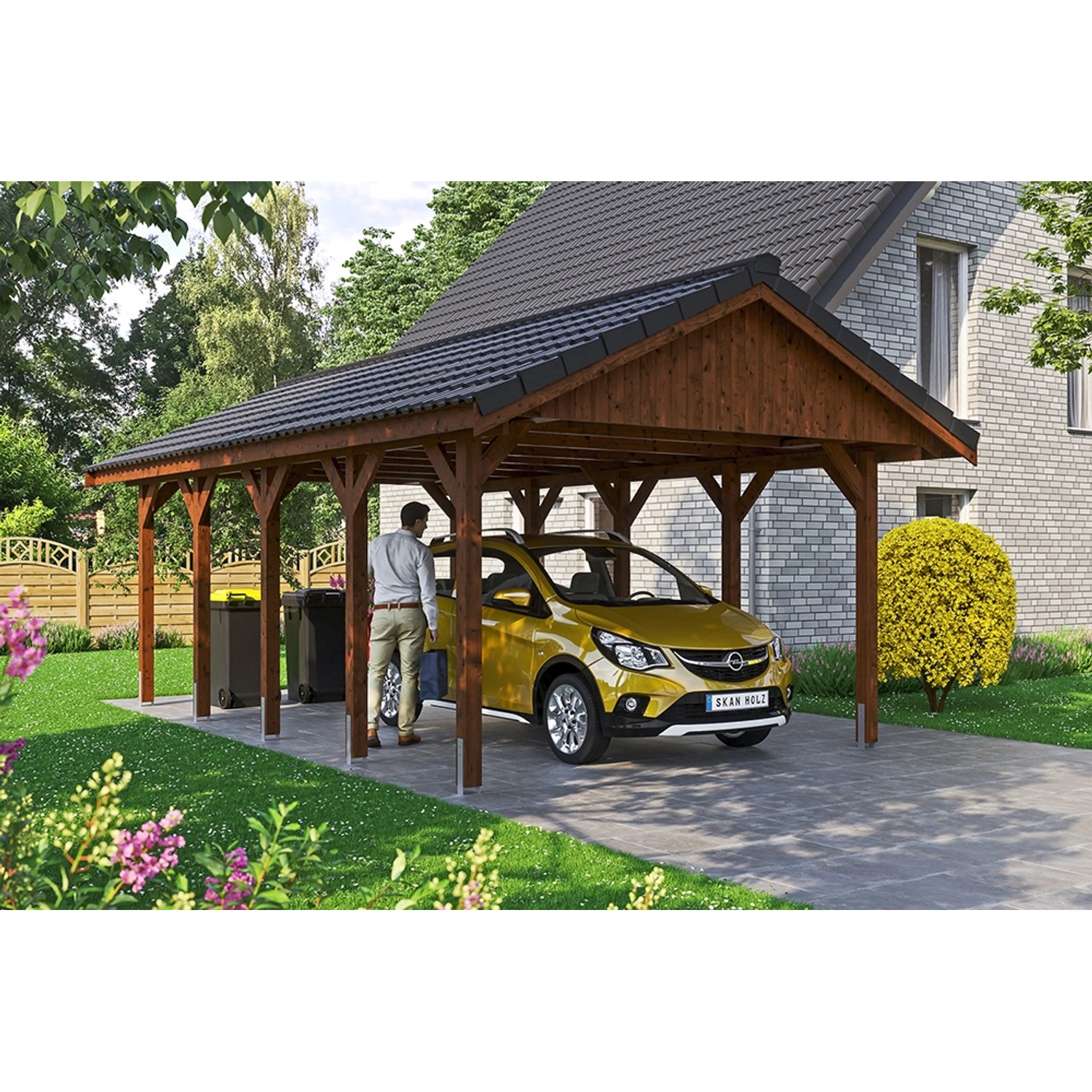 Satteldach-Carport Wallgau Nussbaum 430 x 750 cm Dachlattung Satteldach-Carport Wallgau Nussbaum 430 x 750 cm Dachlattung von Skan Holz