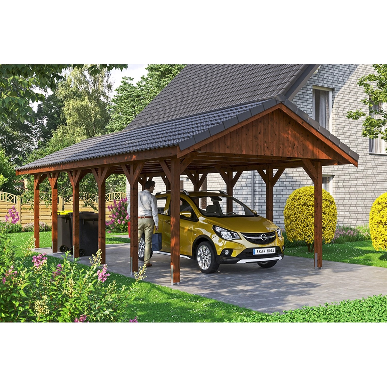Satteldach-Carport Wallgau Nussbaum 430 x 900 cm Dachlattung Satteldach-Carport Wallgau Nussbaum 430 x 900 cm Dachlattung von Skan Holz