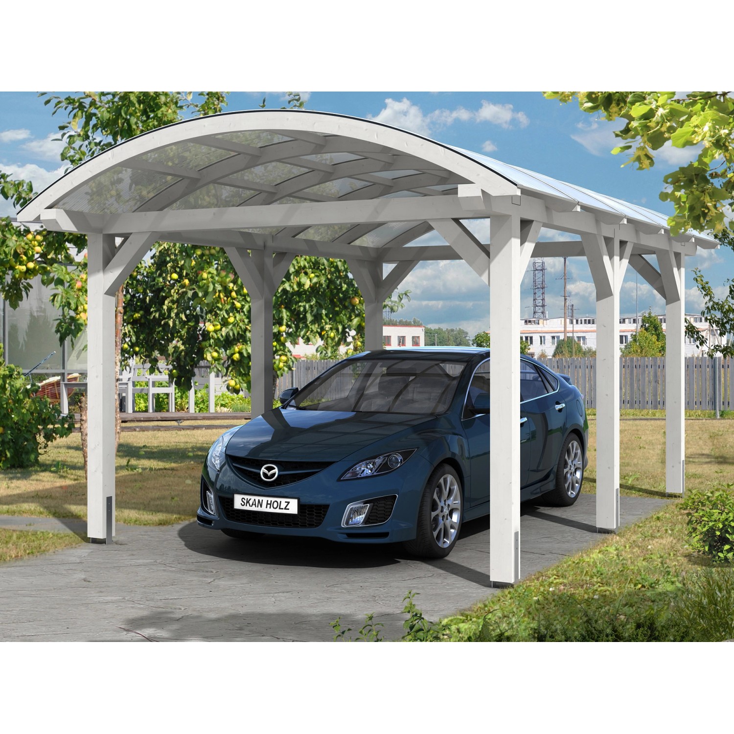 Skan Holz Bogendach-Carport Franken 376 cm x 541 Weiß Skan Holz Bogendach-Carport Franken 376 cm x 541 Weiß von Skan Holz