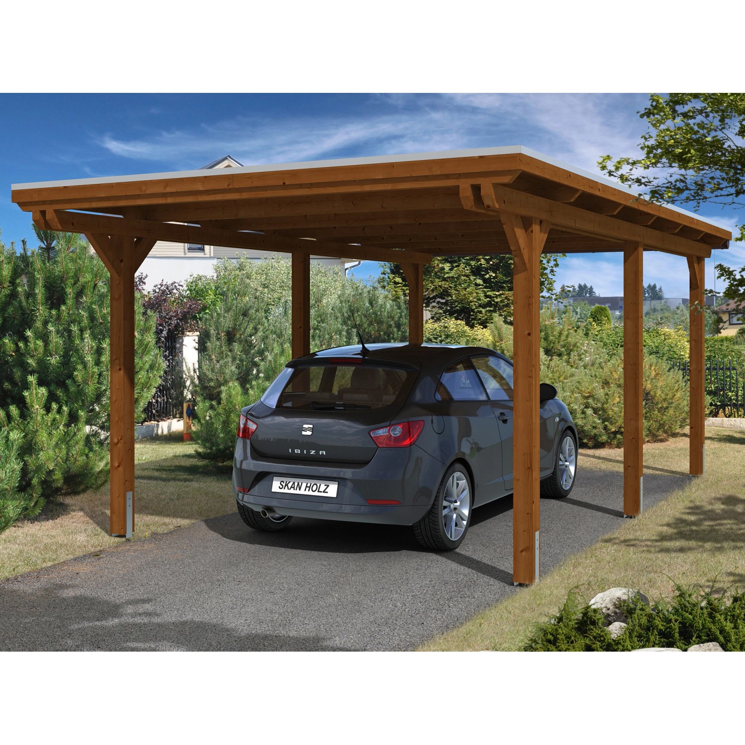 Skan Holz Einzelcarport Leimholz Nussbaum 354 cm x 604 cm Skan Holz Einzelcarport Leimholz Nussbaum 354 cm x 604 cm von Skan Holz