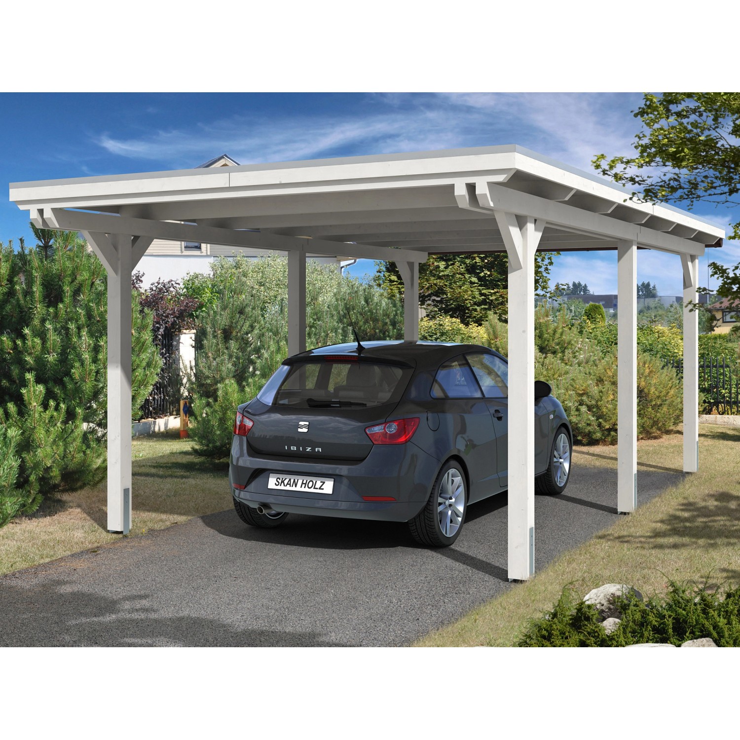 Skan Holz Carport Emsland 354 cm x 604 cm Weiß EPDM Dachbahn Skan Holz Carport Emsland 354 cm x 604 cm Weiß EPDM Dachbahn von Skan Holz