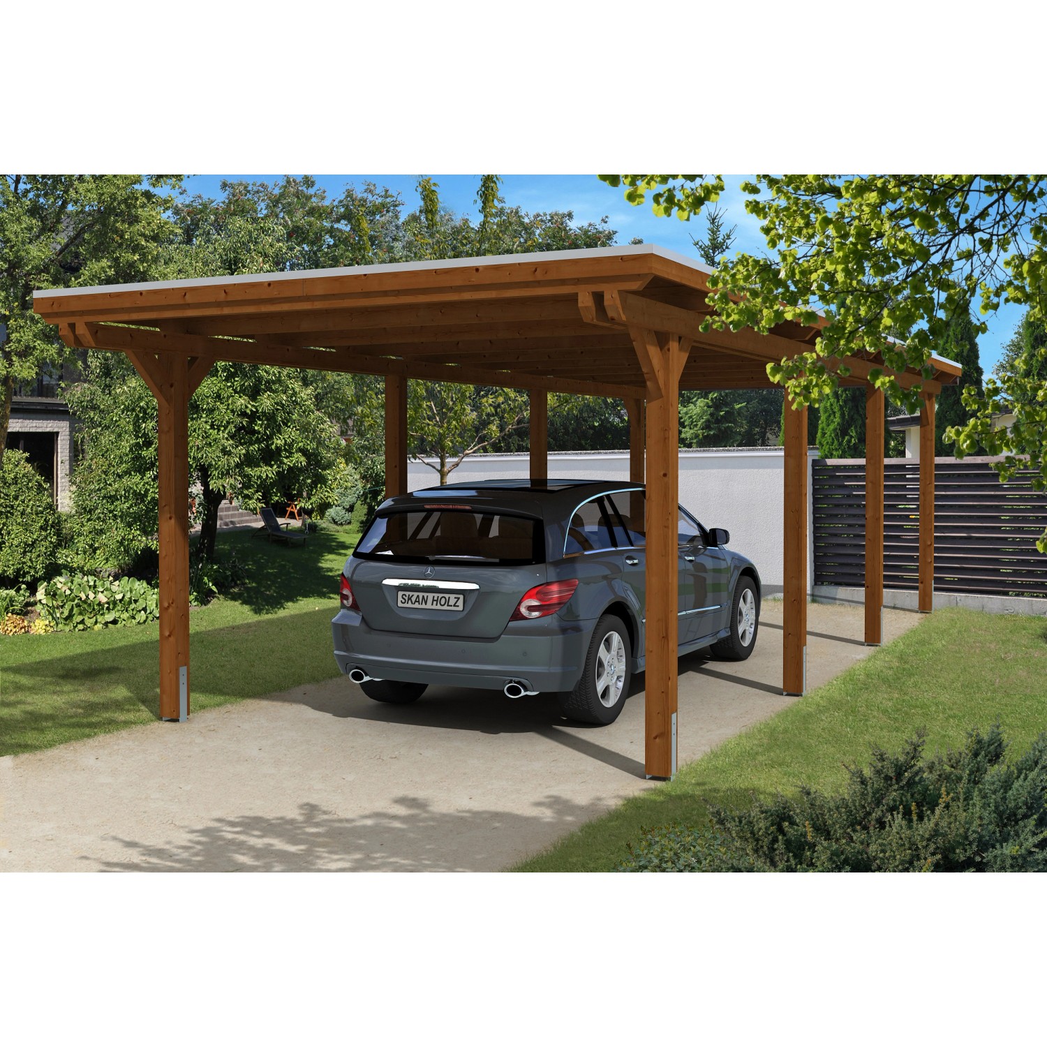 Skan Holz Carport Emsland 354 cm x 846 cm Nussbaum Skan Holz Carport Emsland 354 cm x 846 cm Nussbaum von Skan Holz