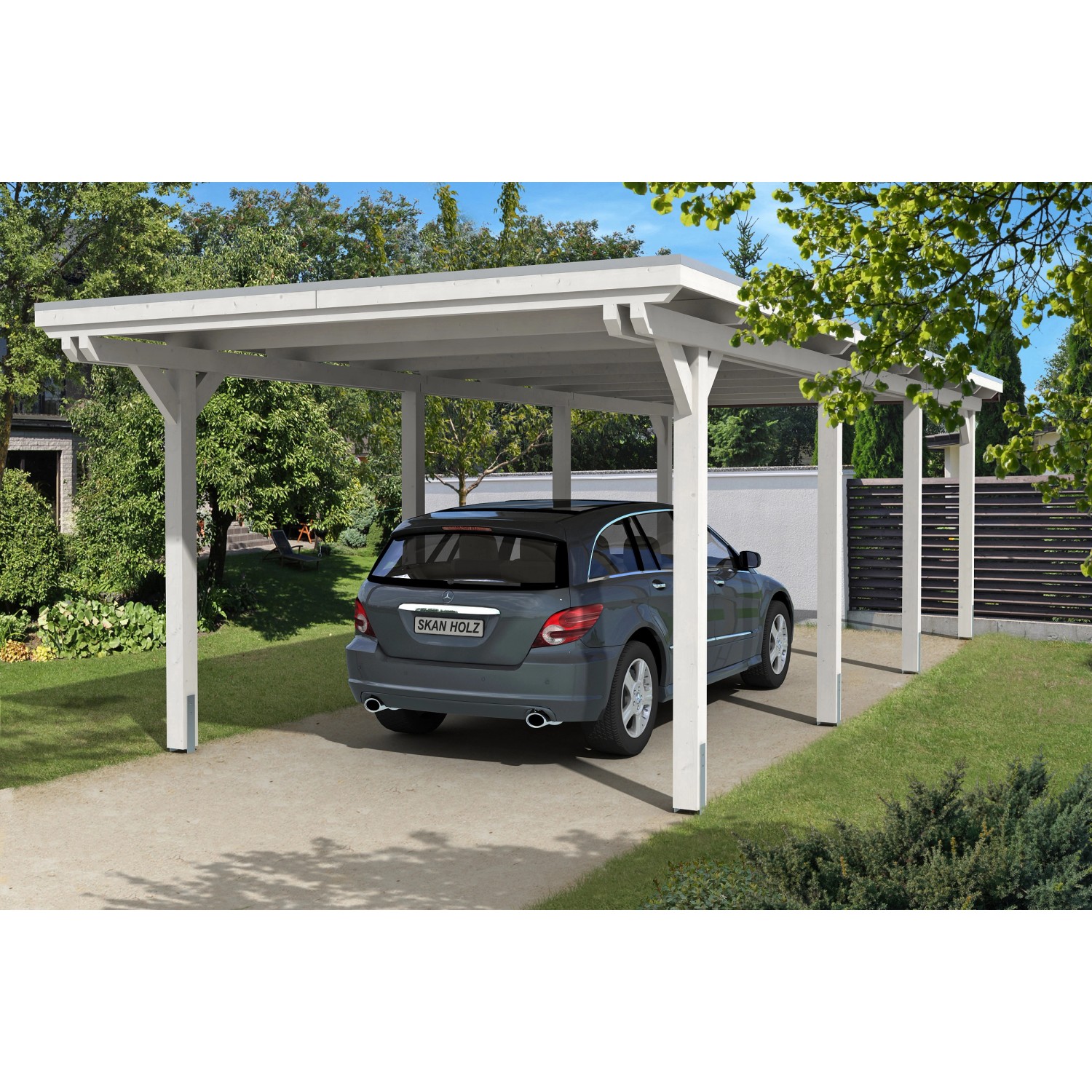 Skan Holz Einzelcarport Leimholz Weiß 354 cm x 846 cm Skan Holz Einzelcarport Leimholz Weiß 354 cm x 846 cm von Skan Holz