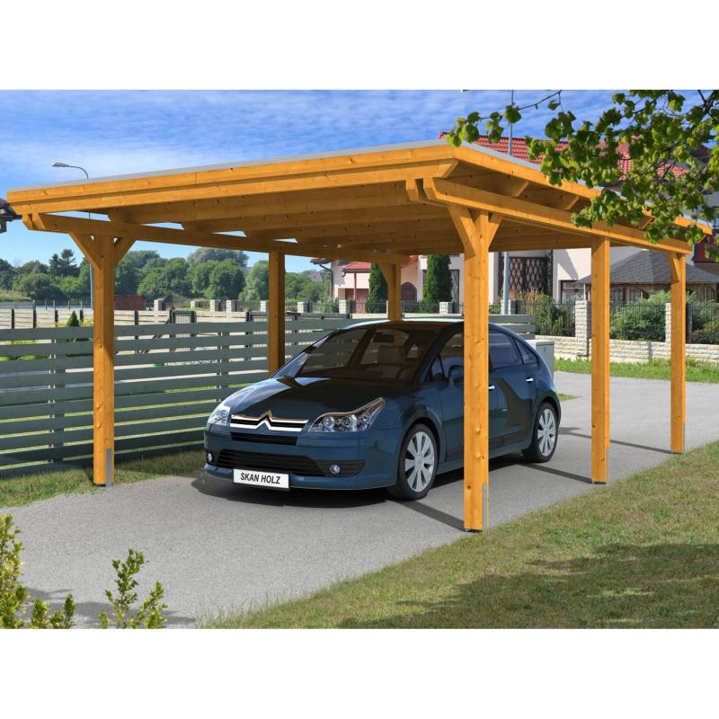 Skan Holz Carport Emsland 404 cm x 604 cm Eiche hell von Skan Holz