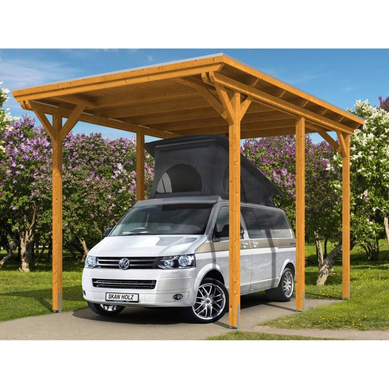Skan Holz Carport Emsland Caravan 404 cm x 604 cm Eiche hell von Skan Holz