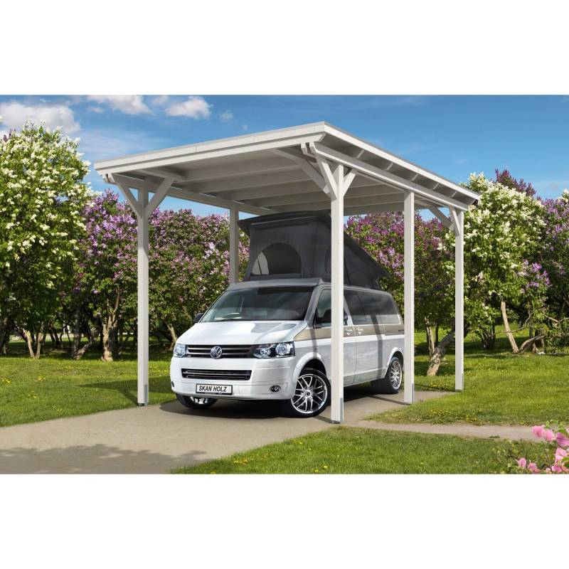 Skan Holz Carport Emsland Caravan 404 cm x 604 cm Weiß von Skan Holz