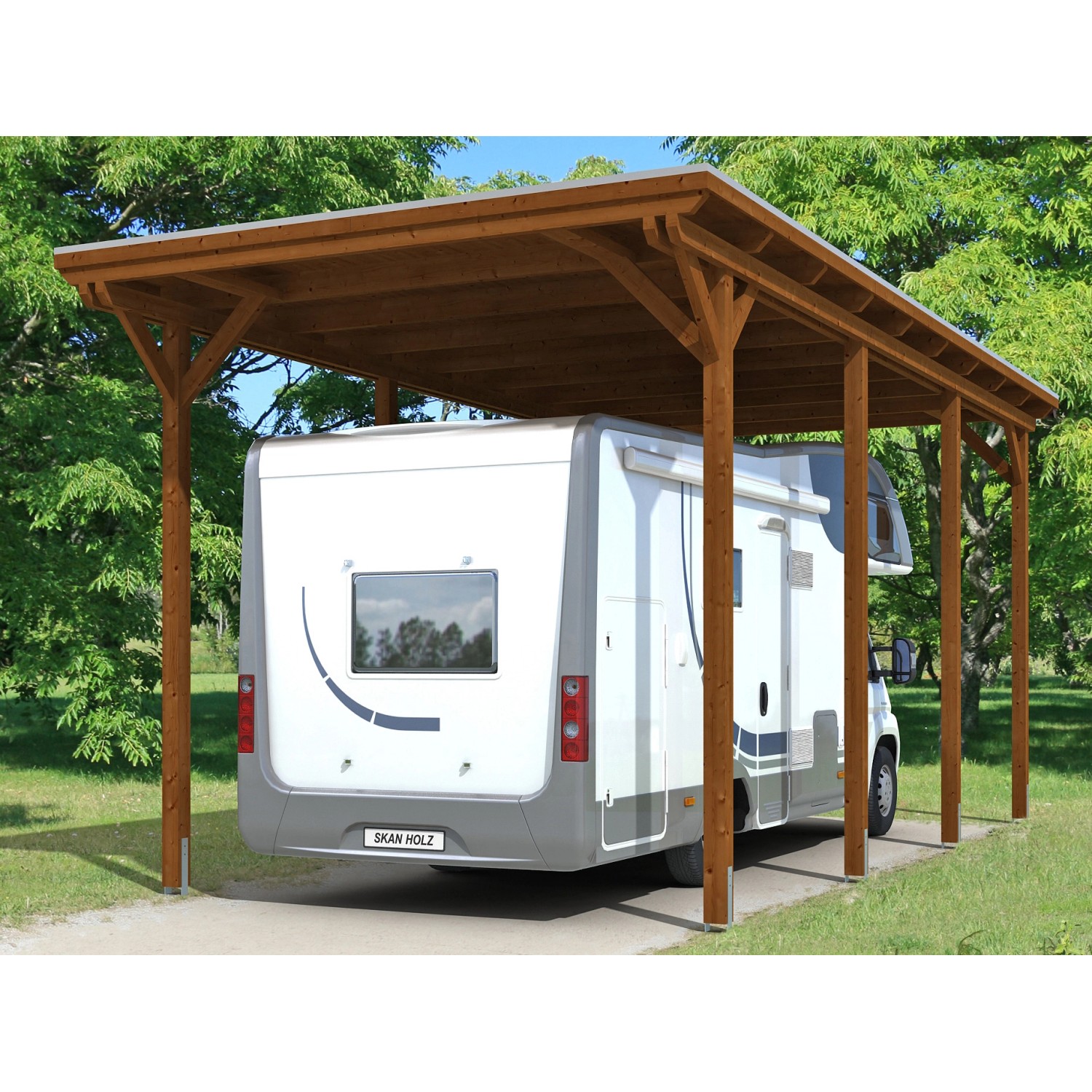 Skan Holz Carport Emsland Caravan 404 cm x 846 cm Nussbaum Skan Holz Carport Emsland Caravan 404 cm x 846 cm Nussbaum von Skan Holz