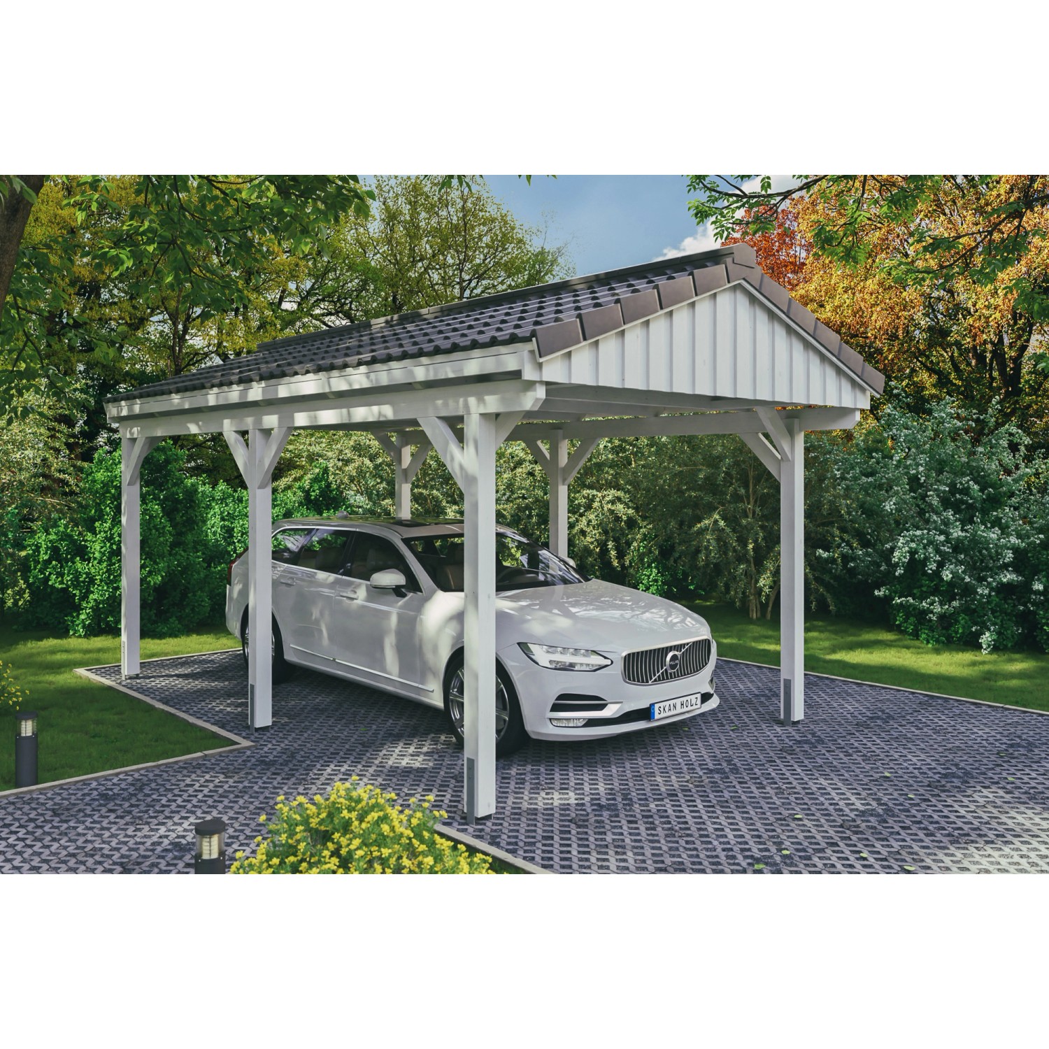 Skan Holz Carport Fichtelberg 317 cm x 566 cm Dachlattung Weiß Skan Holz Carport Fichtelberg 317 cm x 566 cm Dachlattung Weiß von Skan Holz