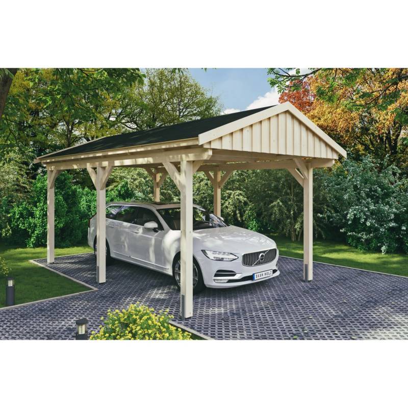 Skan Holz Carport Fichtelberg 317 cm x 566 cm Schwarze Schindeln Natur von Skan Holz