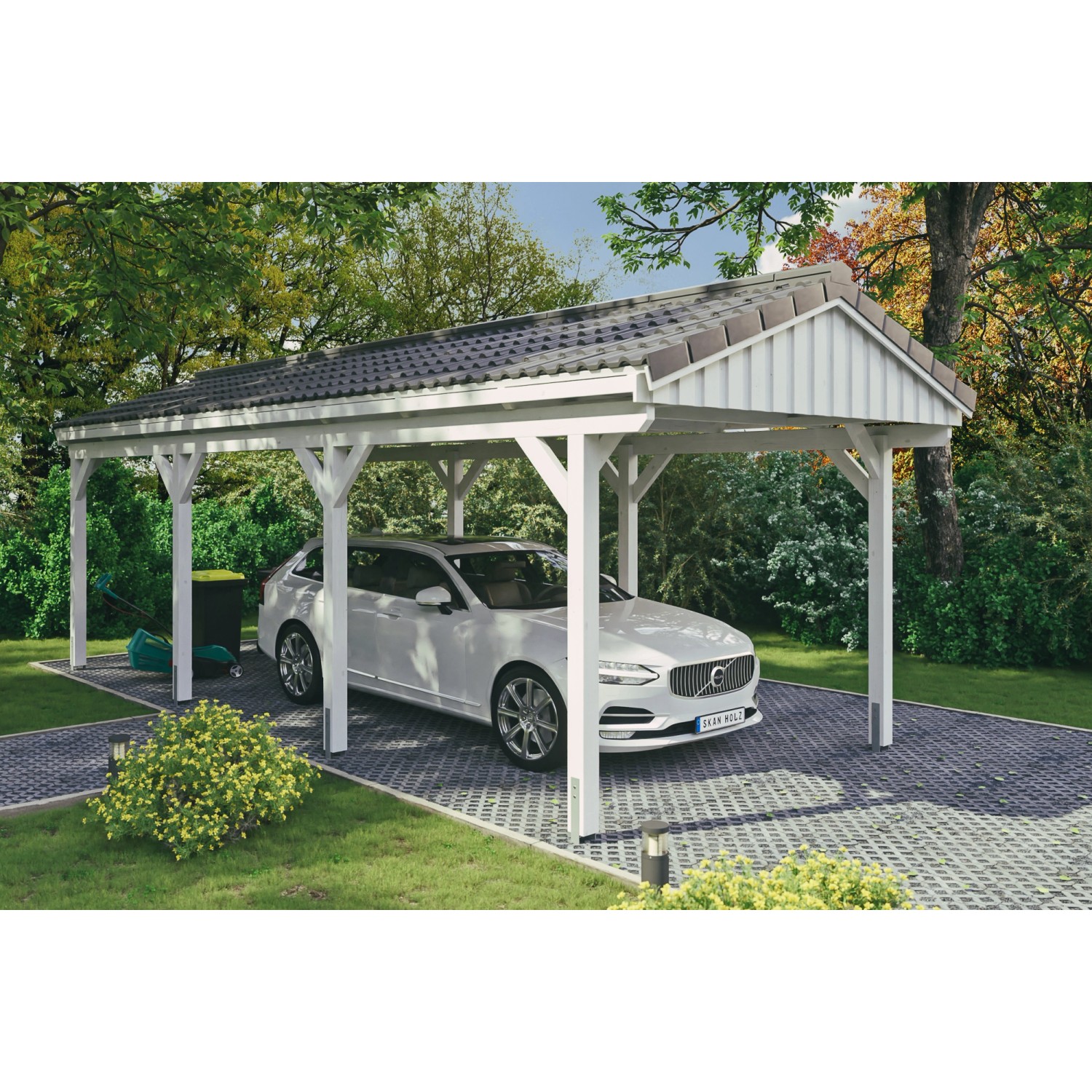 Skan Holz Carport Fichtelberg 317 cm x 808 cm Dachlattung Weiß Skan Holz Carport Fichtelberg 317 cm x 808 cm Dachlattung Weiß von Skan Holz