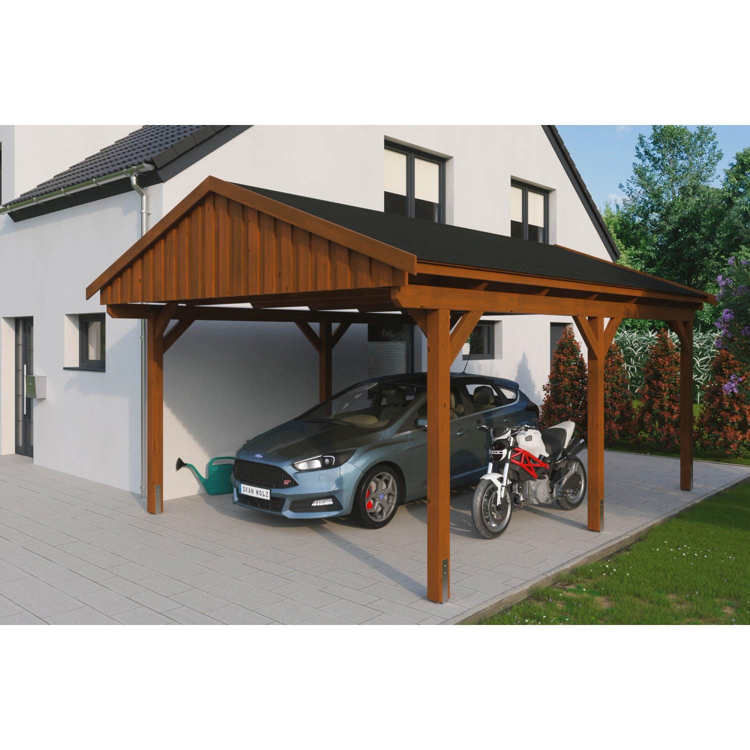 Skan Holz Carport Fichtelberg 423 cm x 566 cm Schwarze Schindeln Nussbaum Skan Holz Carport Fichtelberg 423 cm x 566 cm Schwarze Schindeln Nussbaum von Skan Holz