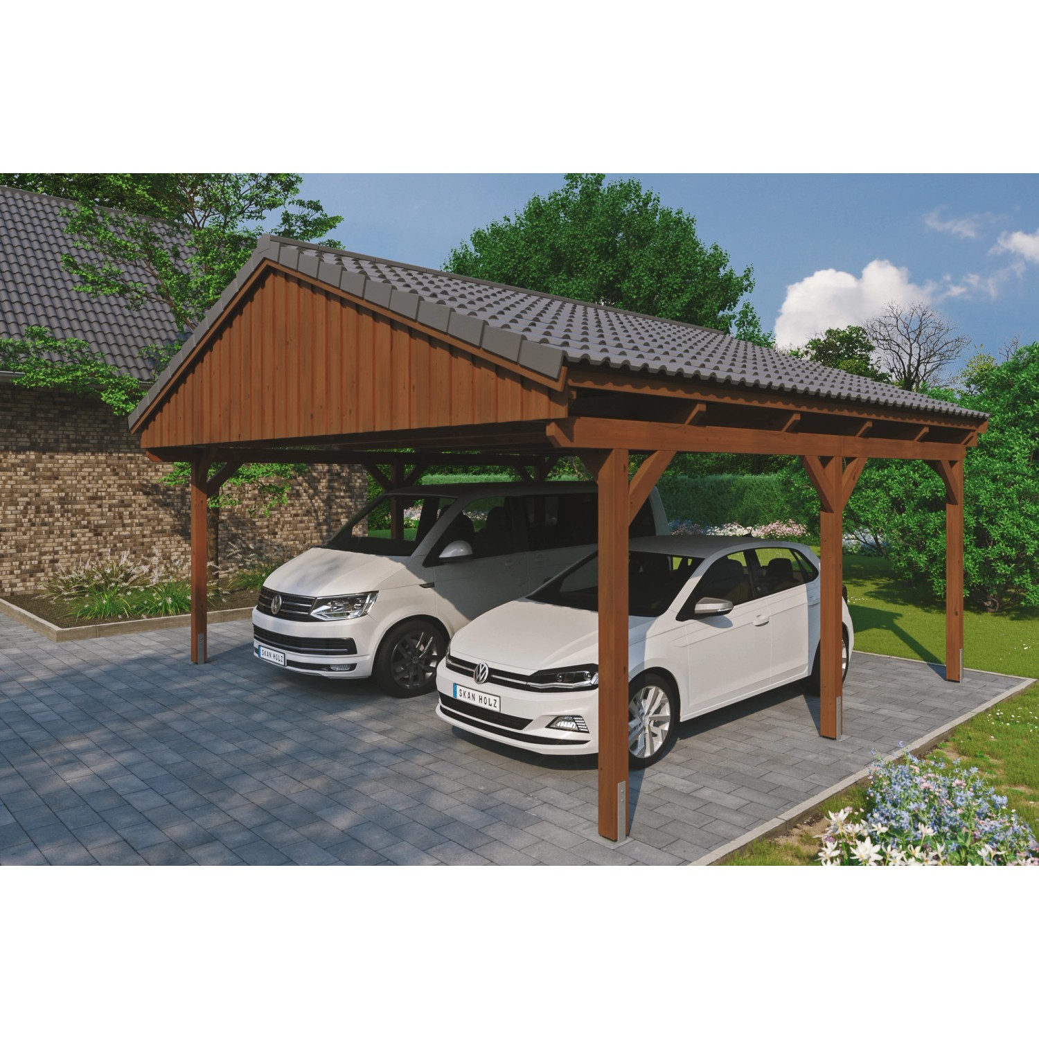 Skan Holz Carport Fichtelberg 618 cm x 566 cm Dachlattung Nussbaum Skan Holz Carport Fichtelberg 618 cm x 566 cm Dachlattung Nussbaum von Skan Holz