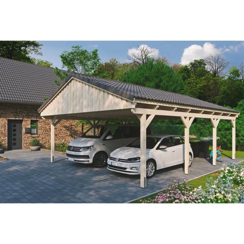 Skan Holz Carport Fichtelberg 618 cm x 808 cm Dachlattung Natur von Skan Holz