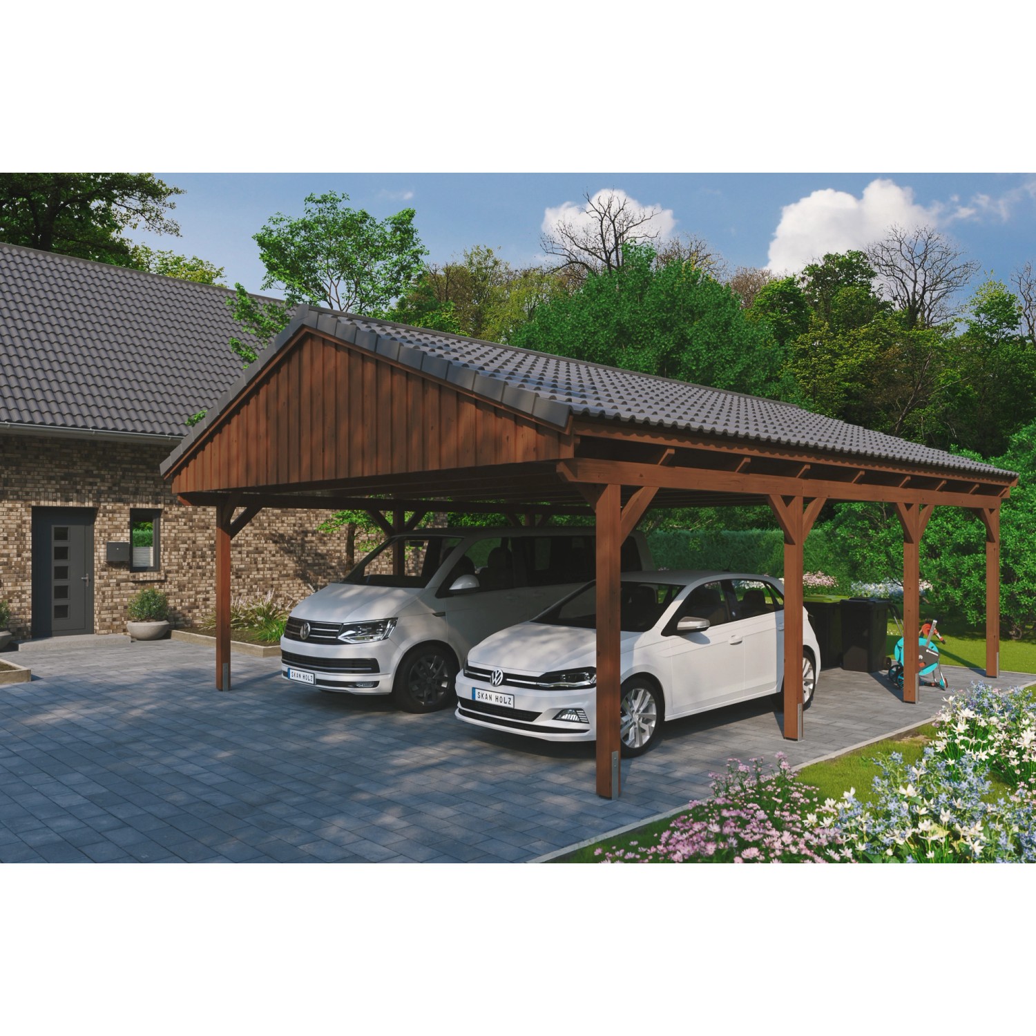 Skan Holz Carport Fichtelberg 618 cm x 808 cm Dachlattung Nussbaum Skan Holz Carport Fichtelberg 618 cm x 808 cm Dachlattung Nussbaum von Skan Holz