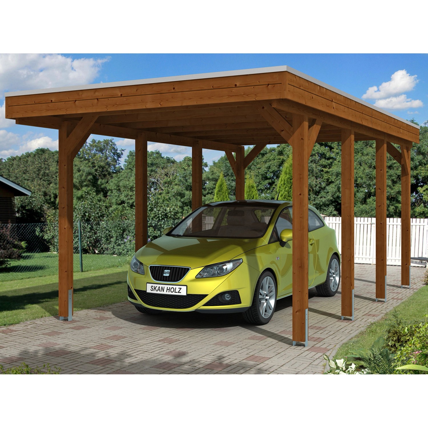 Skan Holz Carport Friesland 314 cm x 555 cm Nussbaum Skan Holz Carport Friesland 314 cm x 555 cm Nussbaum von Skan Holz