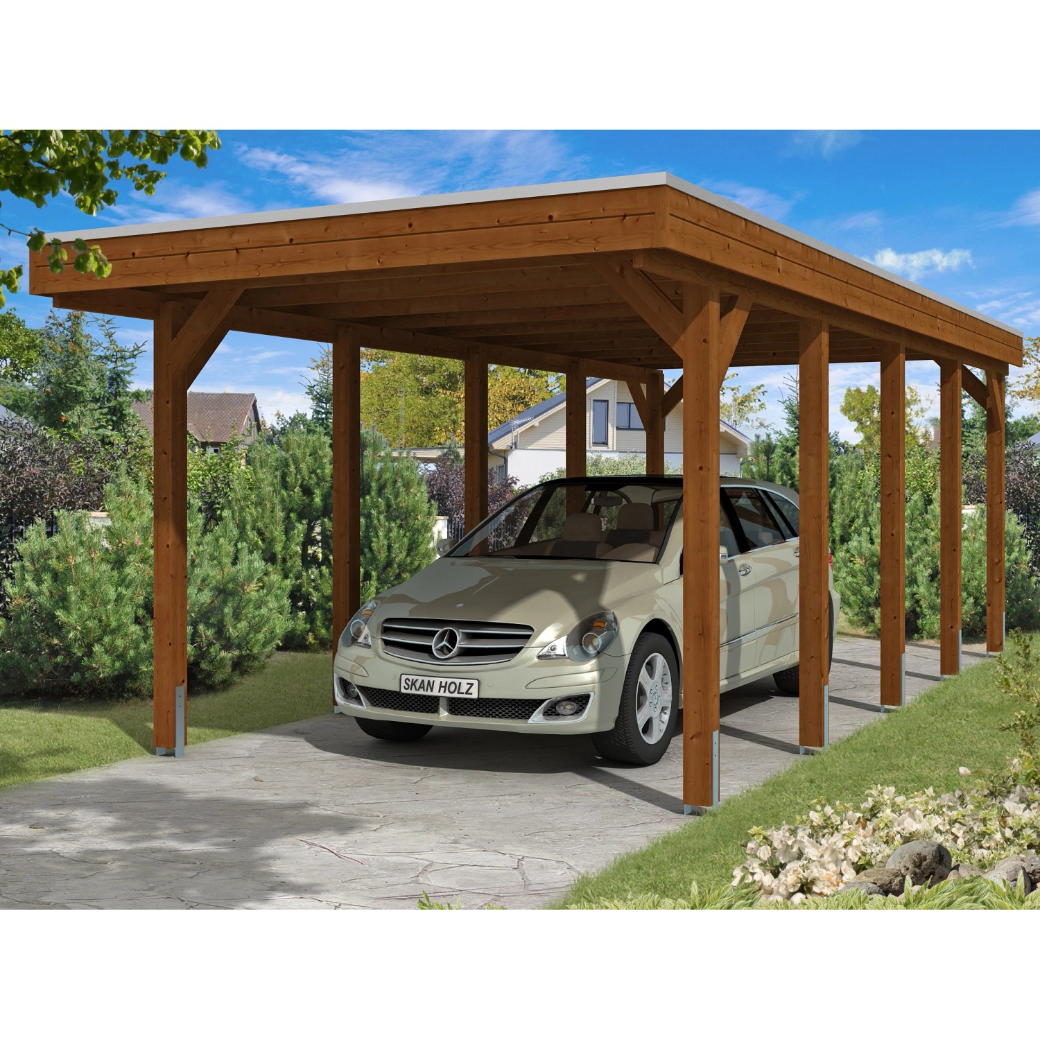 Skan Holz Carport Friesland 314 cm x 708 cm Nussbaum Skan Holz Carport Friesland 314 cm x 708 cm Nussbaum von Skan Holz