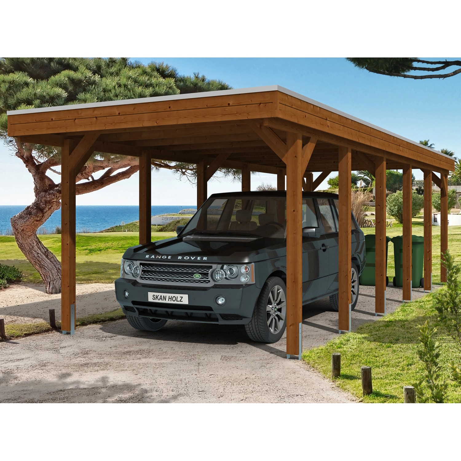 Skan Holz Carport Friesland 314 cm x 860 cm Nussbaum Skan Holz Carport Friesland 314 cm x 860 cm Nussbaum von Skan Holz