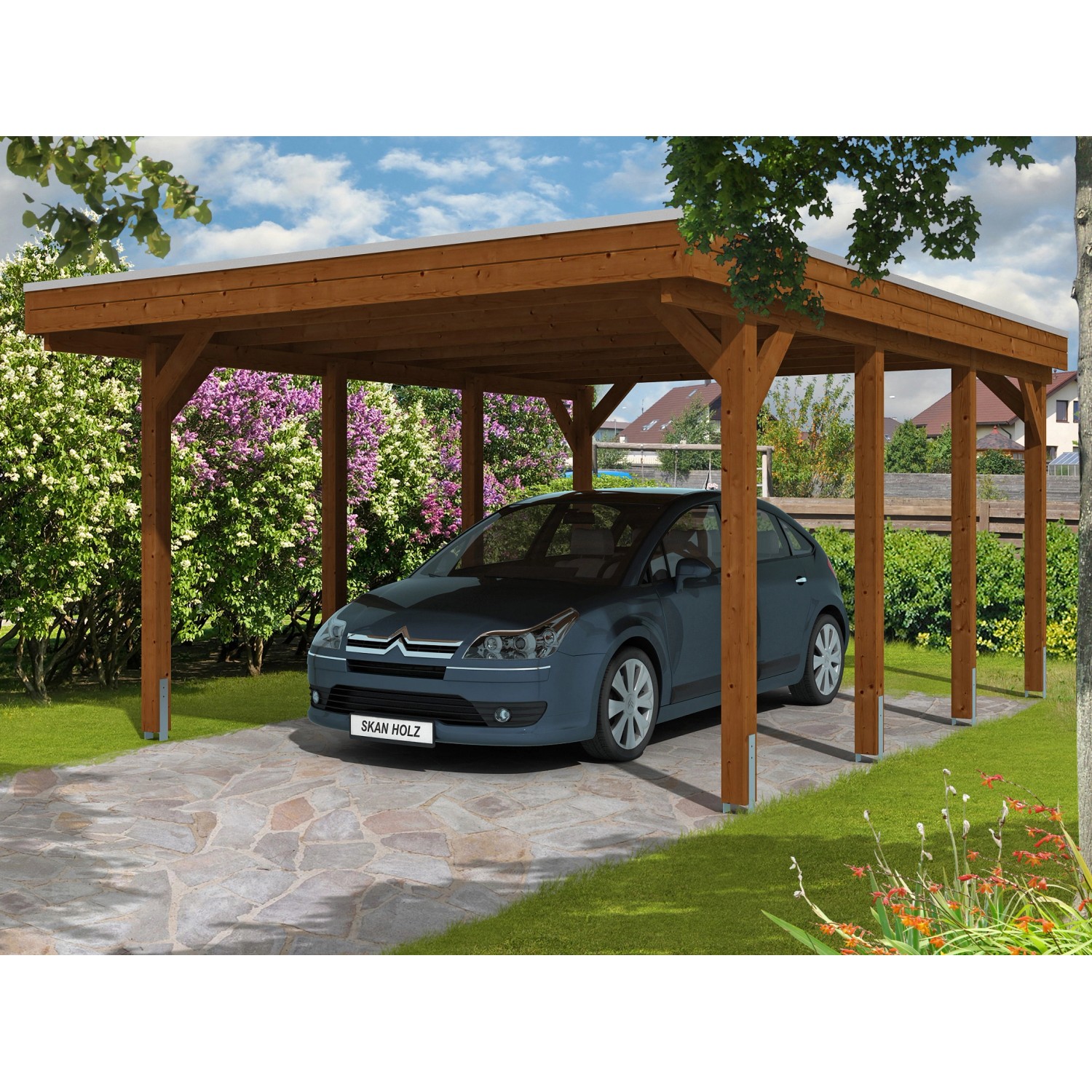 Skan Holz Carport Friesland 397 cm x 555 cm Nussbaum Skan Holz Carport Friesland 397 cm x 555 cm Nussbaum von Skan Holz