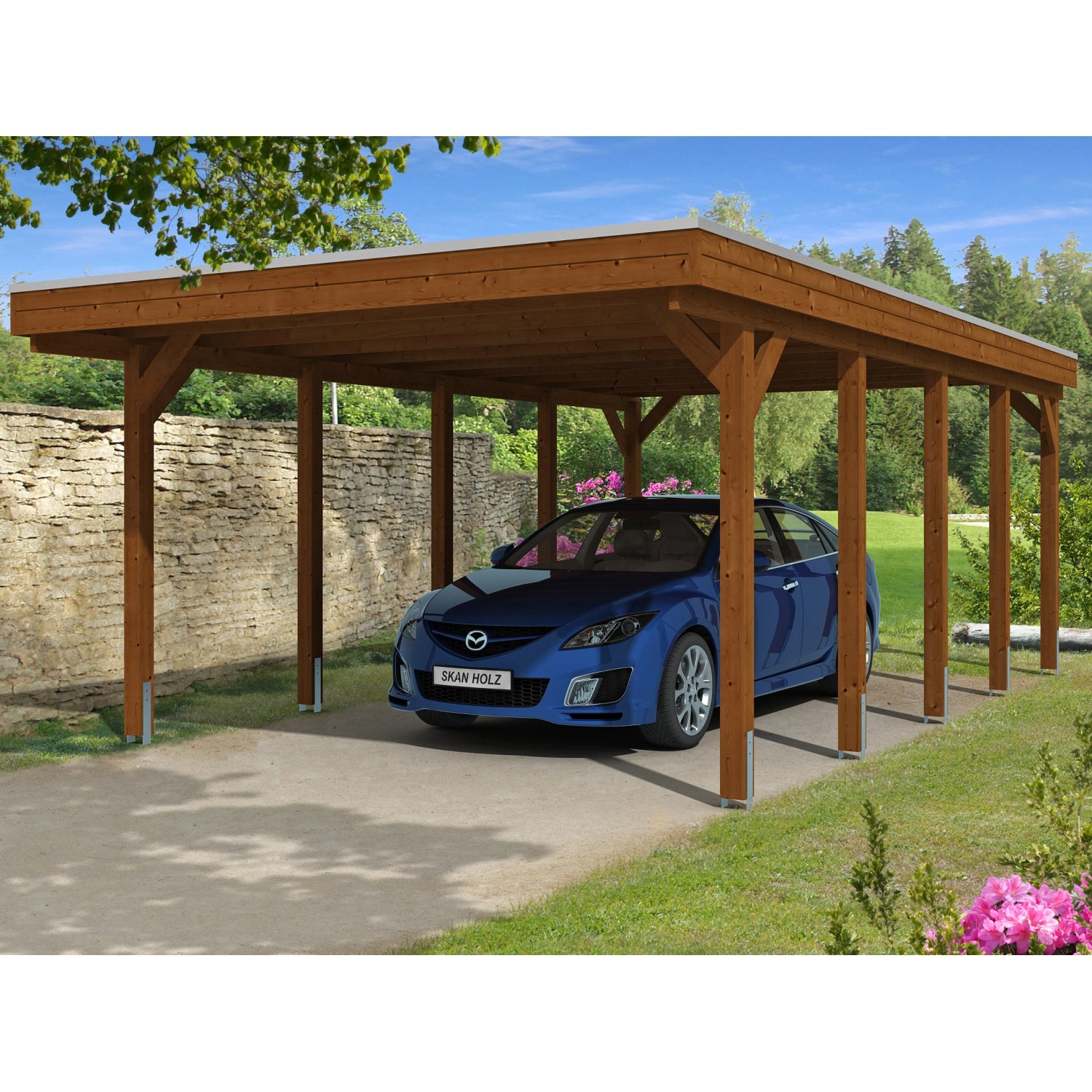 Skan Holz Einzelcarport Holz Nussbaum 397 cm x 708 cm Skan Holz Einzelcarport Holz Nussbaum 397 cm x 708 cm von Skan Holz