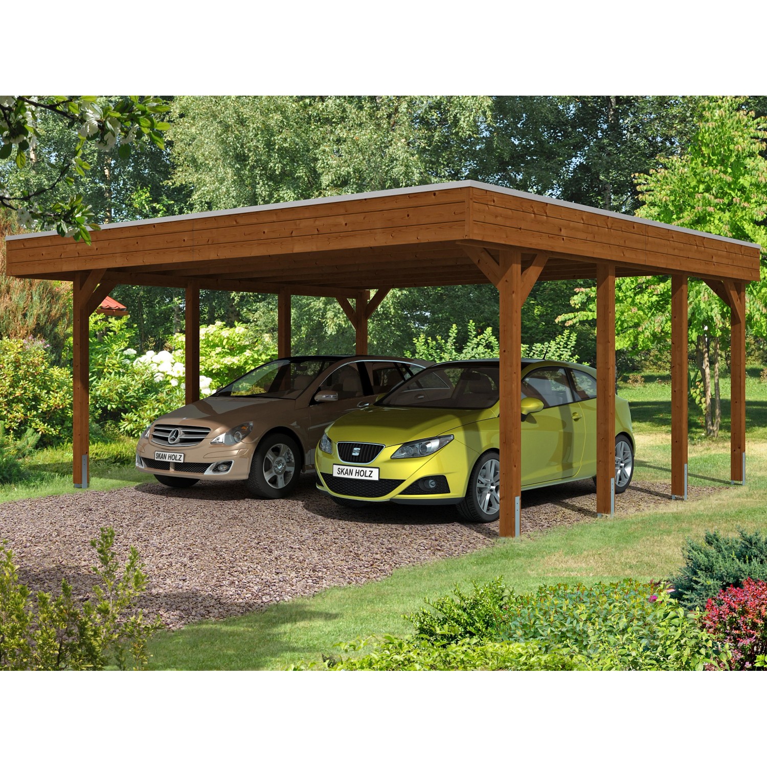 Skan Holz Carport Friesland 557 cm x 555 cm Nussbaum Skan Holz Carport Friesland 557 cm x 555 cm Nussbaum von Skan Holz