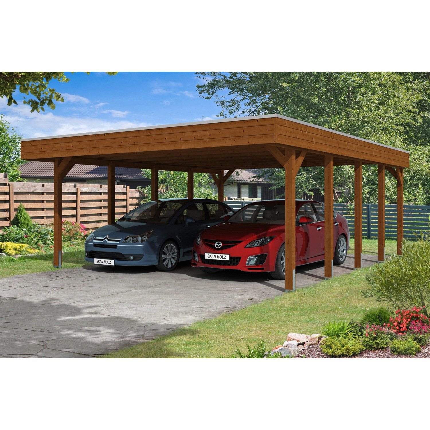 Skan Holz Carport Friesland 557 cm x 708 cm Nussbaum Skan Holz Carport Friesland 557 cm x 708 cm Nussbaum von Skan Holz
