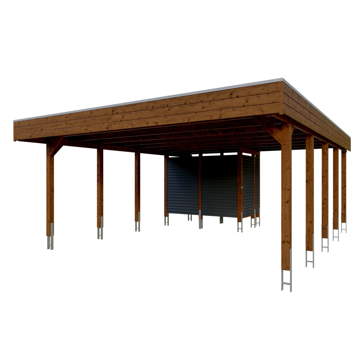 Skan Holz Carport Friesland Hybrid 557 cm x 708 cm Nussbaum Skan Holz Carport Friesland Hybrid 557 cm x 708 cm Nussbaum von Skan Holz
