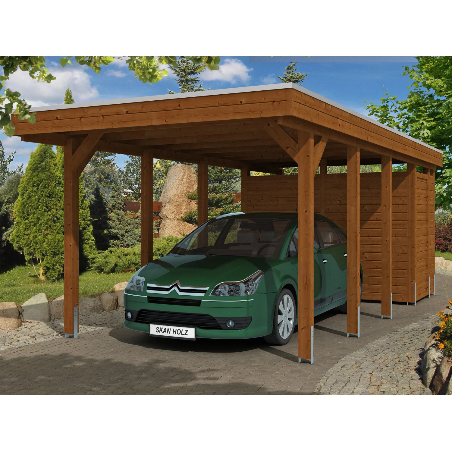 Skan Holz Carport Friesland Set 2 314 cm x 708 cm Nussbaum Skan Holz Carport Friesland Set 2 314 cm x 708 cm Nussbaum von Skan Holz