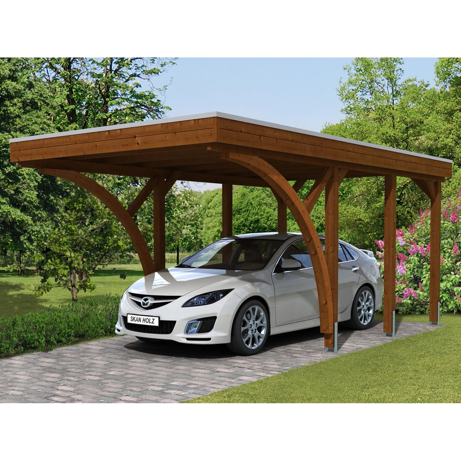 Skan Holz Carport Friesland Set 6 314 cm x 555 cm Nussbaum Skan Holz Carport Friesland Set 6 314 cm x 555 cm Nussbaum von Skan Holz