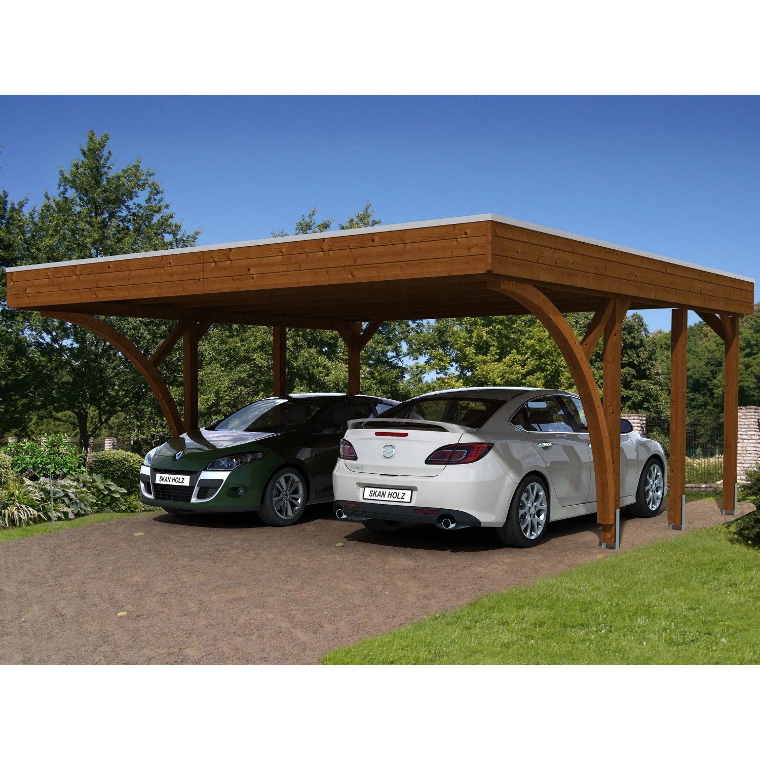 Skan Holz Carport Friesland Set 8 557 cm x 555 cm Nussbaum Skan Holz Carport Friesland Set 8 557 cm x 555 cm Nussbaum von Skan Holz