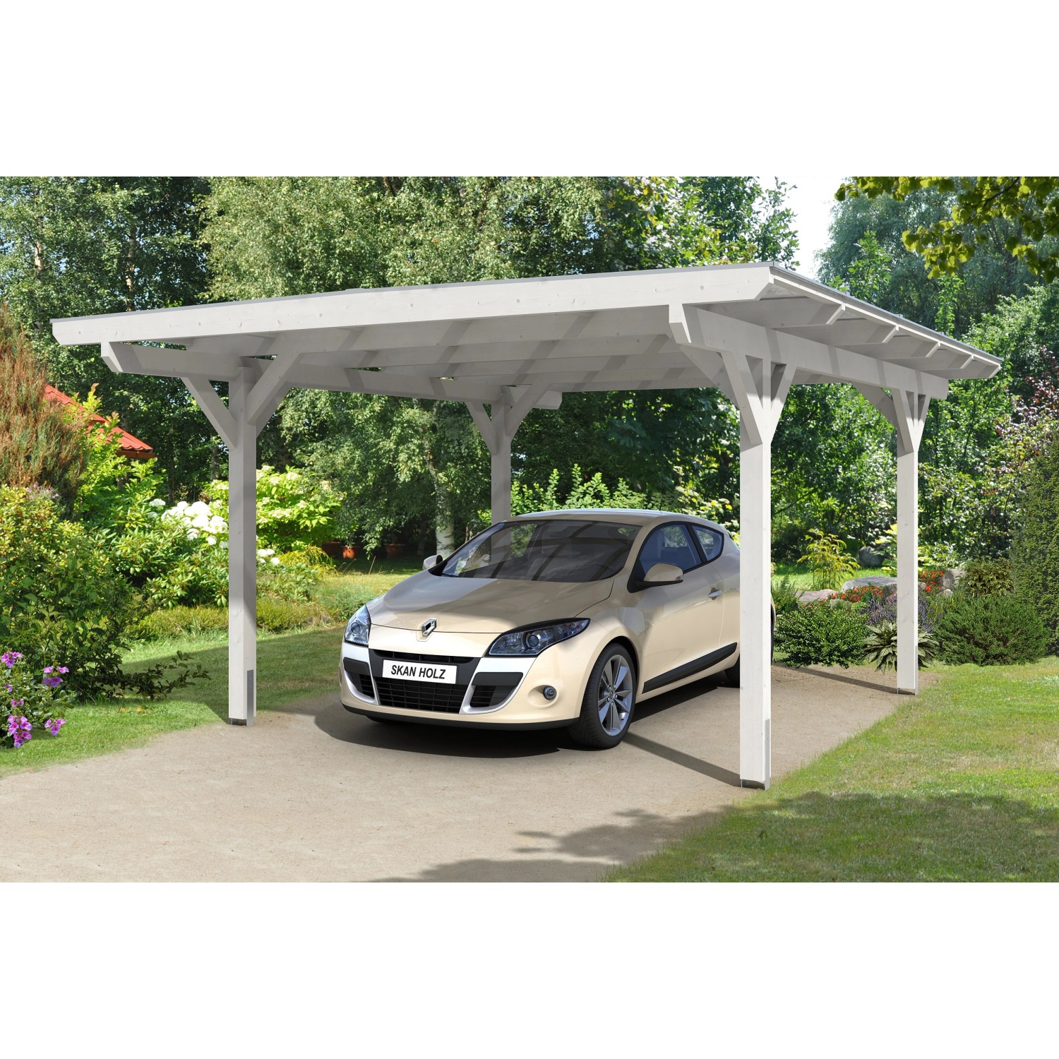 Skan Holz Carport Odenwald 428 cm x 541 cm gerade Kopfbänder Weiß Skan Holz Carport Odenwald 428 cm x 541 cm gerade Kopfbänder Weiß von Skan Holz