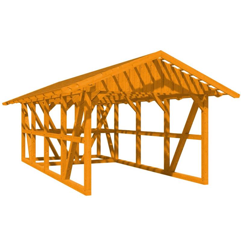 Skan Holz Carport Schwarzwald m. Dachlattung u. Abstellr. 424 x 772 cm Eiche von Skan Holz