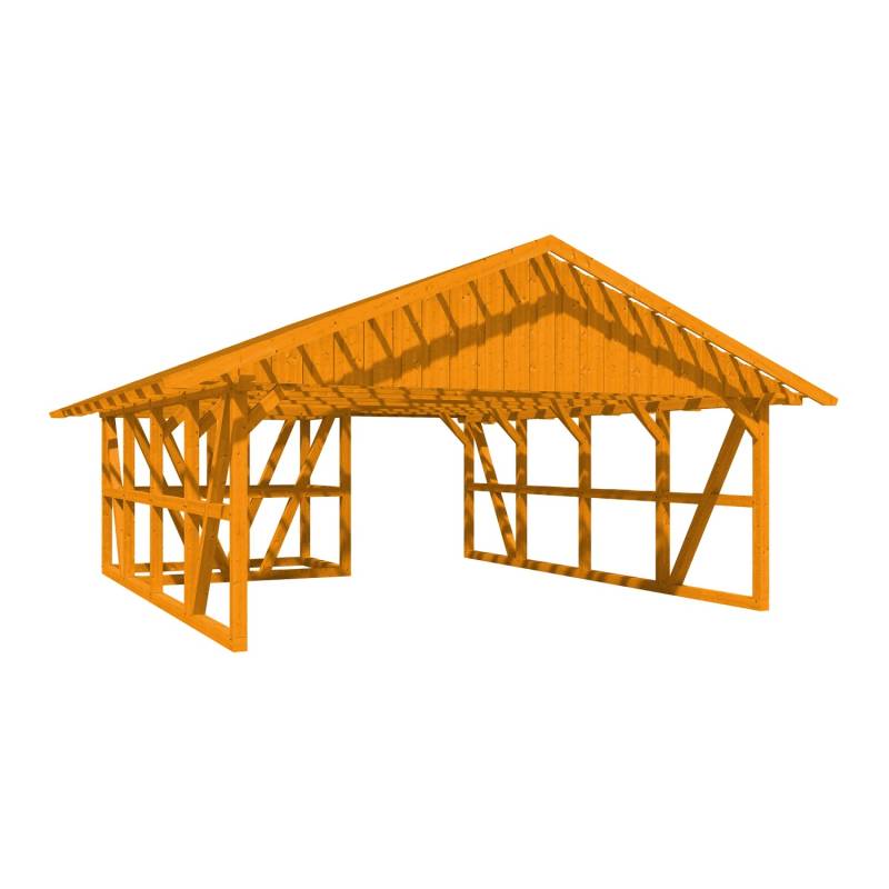 Skan Holz Carport Schwarzwald m. Dachlattung u. Abstellr. A 684 x 772 cm Eiche von Skan Holz