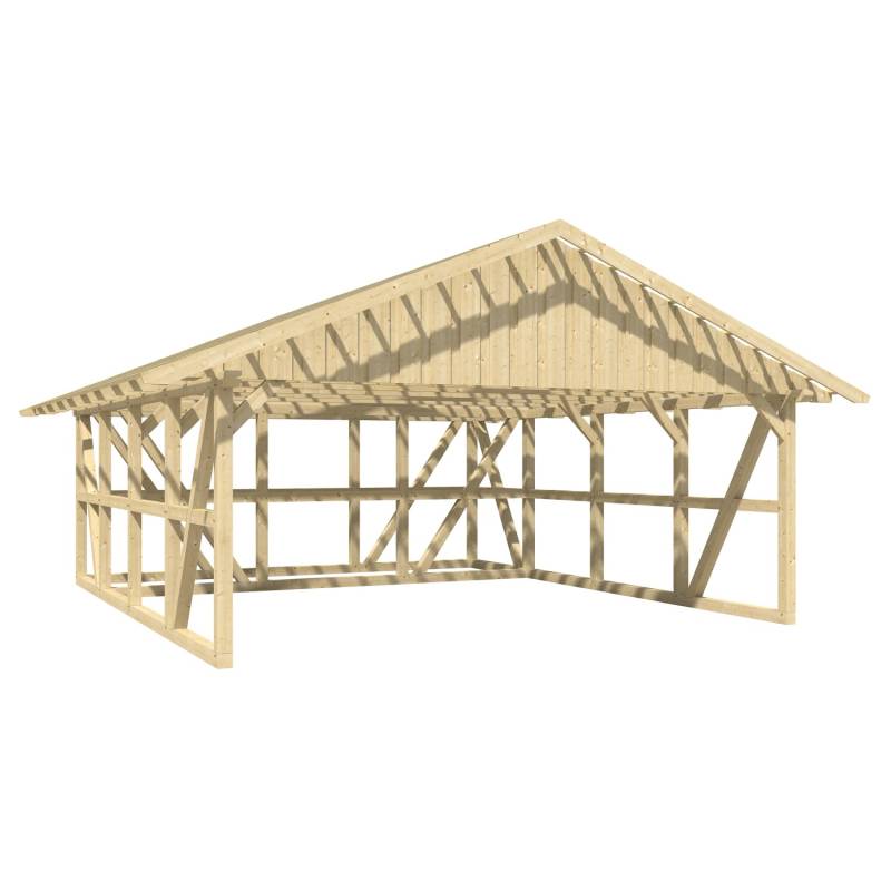 Skan Holz Carport Schwarzwald m. Dachlattung u. Abstellr. C 684 x 772 cm Natur von Skan Holz
