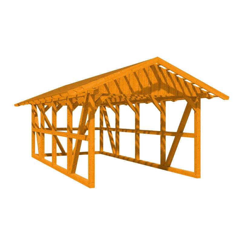 Skan Holz Carport Schwarzwald m. Dachlattung u. Rückwand 424 x 772 cm Eiche von Skan Holz