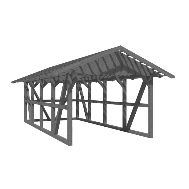 Skan Holz Carport Schwarzwald m. Dachlattung u. Rückwand 424 x 772 cm Grau von Skan Holz