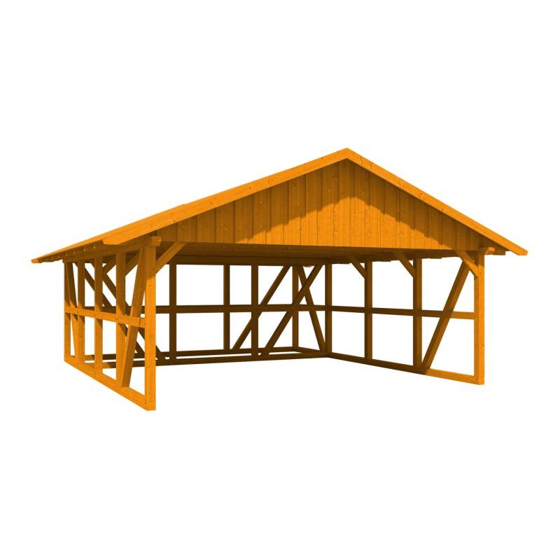 Skan Holz Carport Schwarzwald m. Dachschalung u. Abstellr. C 684 x 772 cm Eiche von Skan Holz
