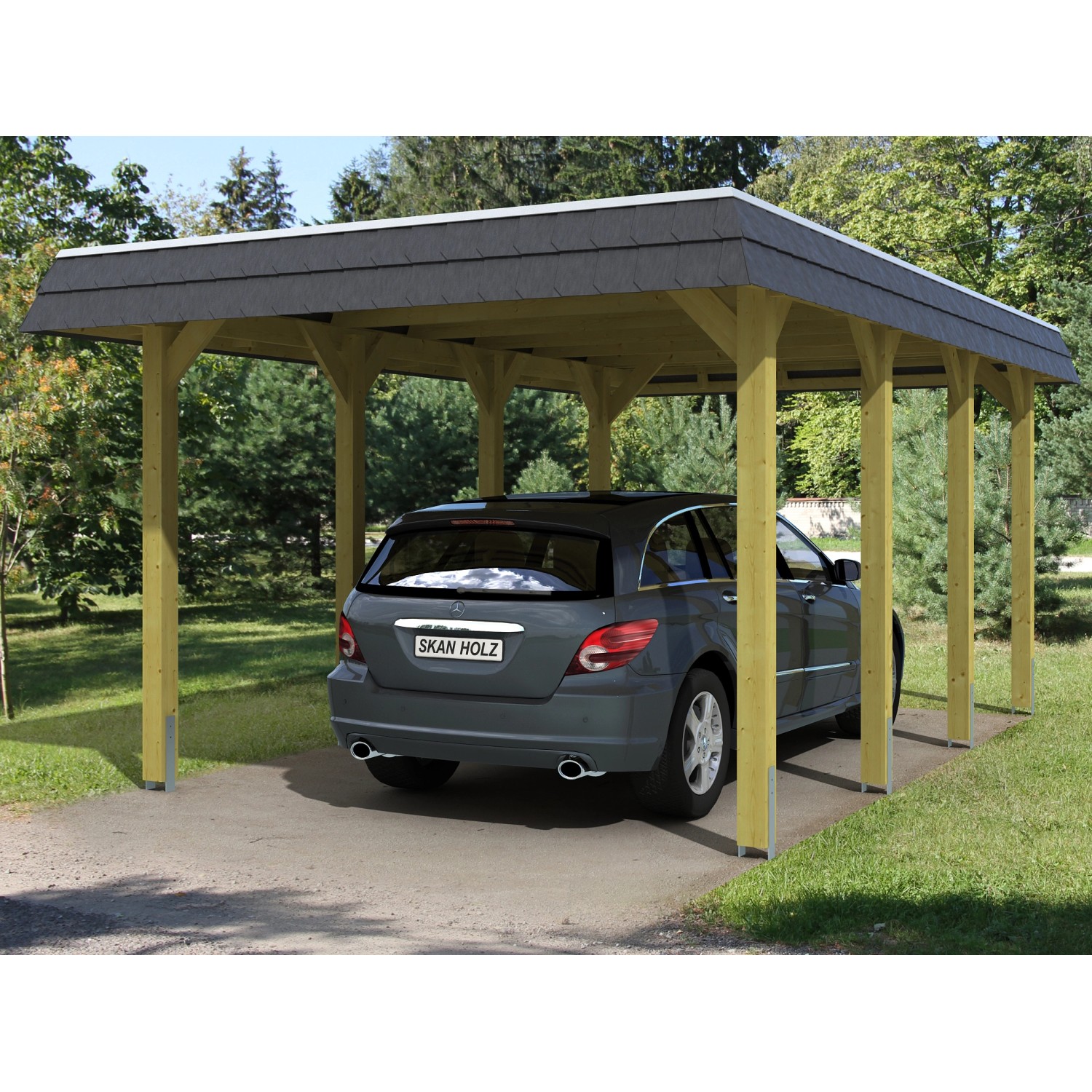 Skan Holz Carport Spreewald 345 cm x 589 cm schwarze Blende Skan Holz Carport Spreewald 345 cm x 589 cm schwarze Blende von Skan Holz