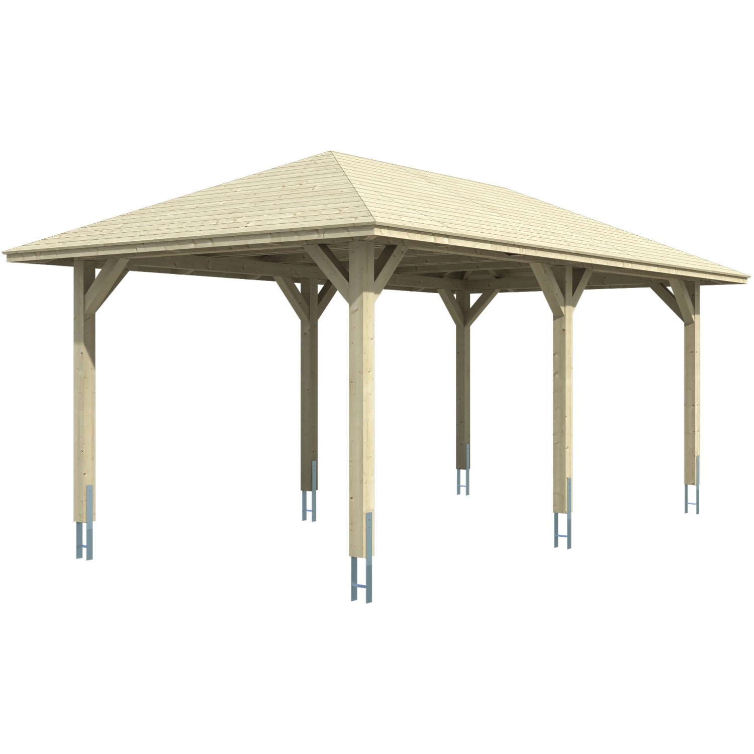 Skan Holz Carport Taunus 374 cm x 656 cm Natur von Skan Holz