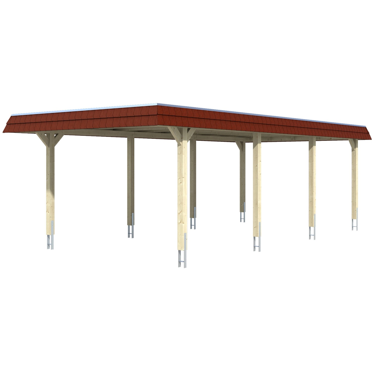 Skan Holz Carport Wendland Natur 409 x 870 cm EPDM-Dach Blende Rot Skan Holz Carport Wendland Natur 409 x 870 cm EPDM-Dach Blende Rot von Skan Holz